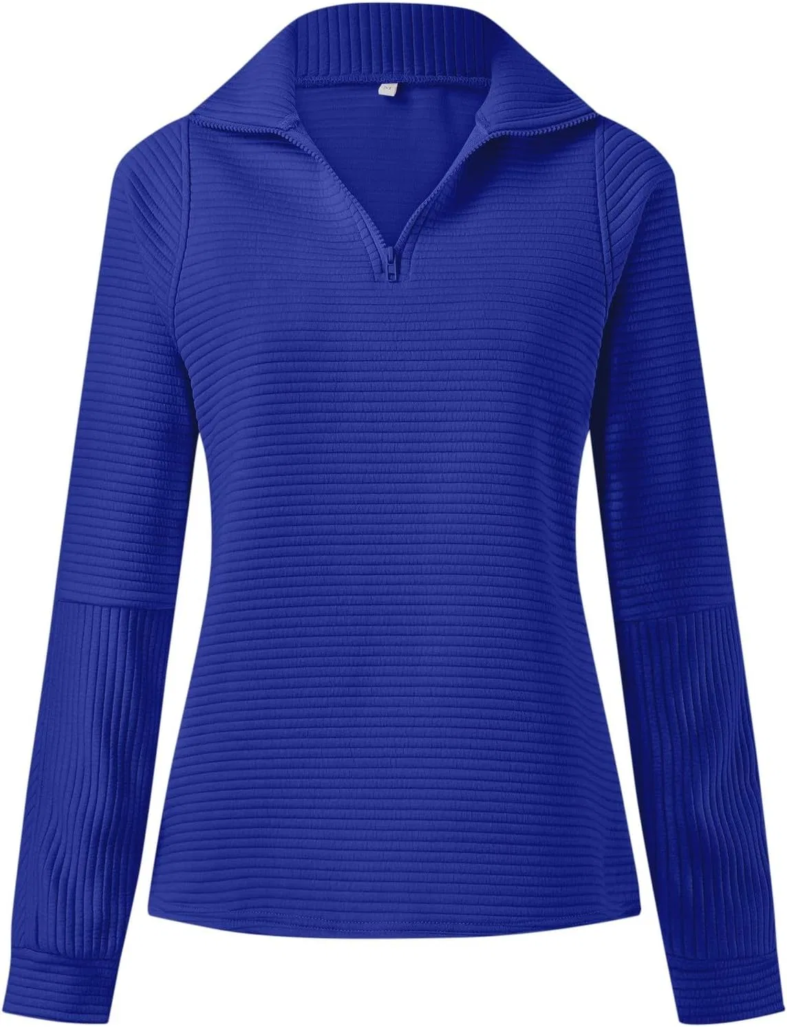 Женский пуловер с длинным рукавом, Quarter Zip, синий — фото 3