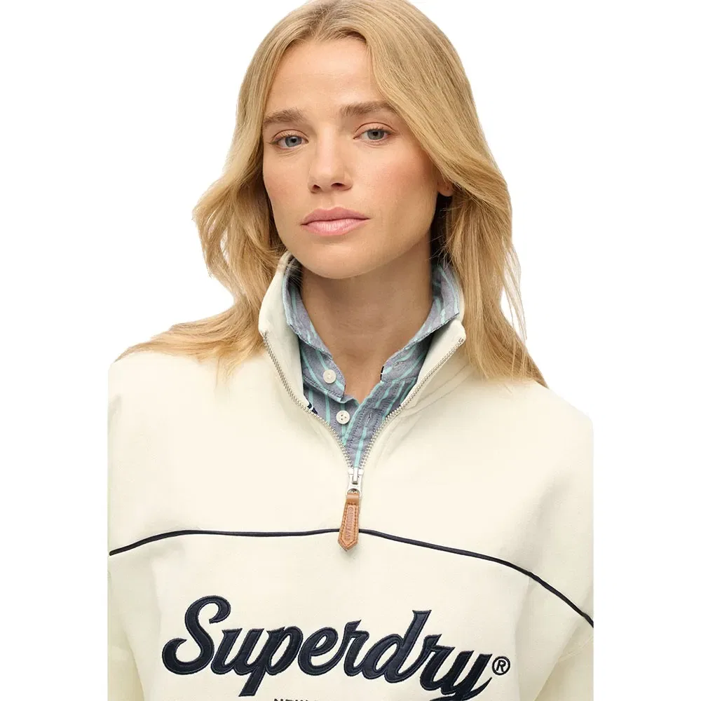 Худи Superdry Country Club Loose half zip, бежевый — фото 3