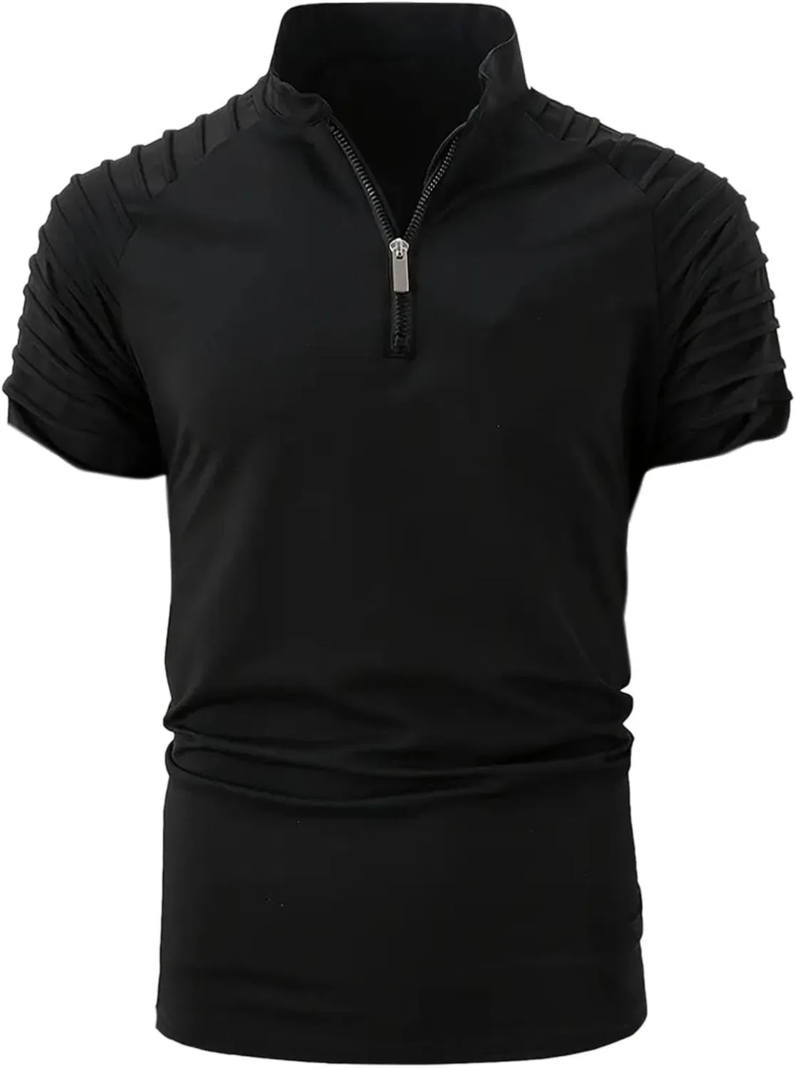Мужская футболка с четвертью застежкой-молнией Bodybuilding Gym Tees, Black