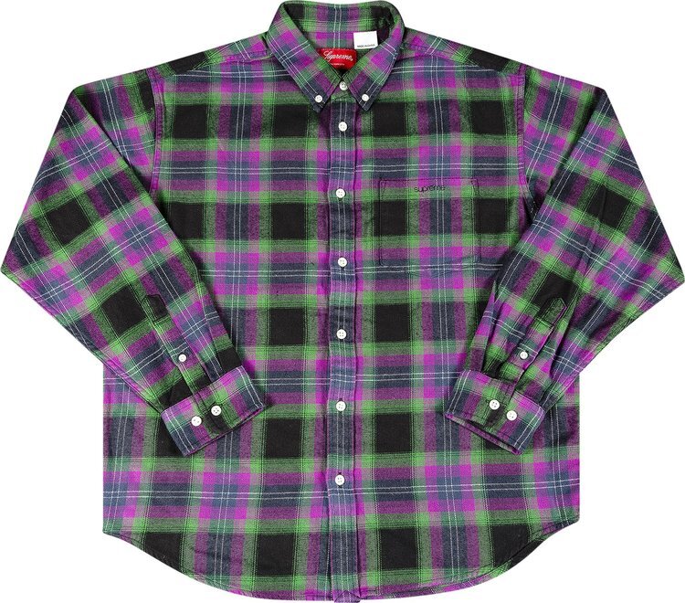 

Рубашка Supreme Brushed Plaid Flannel Shirt 'Black', черный