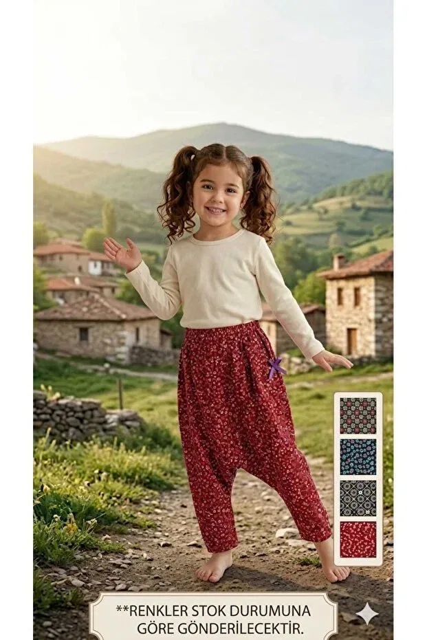 Детские брюки для девочек с цветочным принтом Beyaztoptan, Mixed Color — фото 2