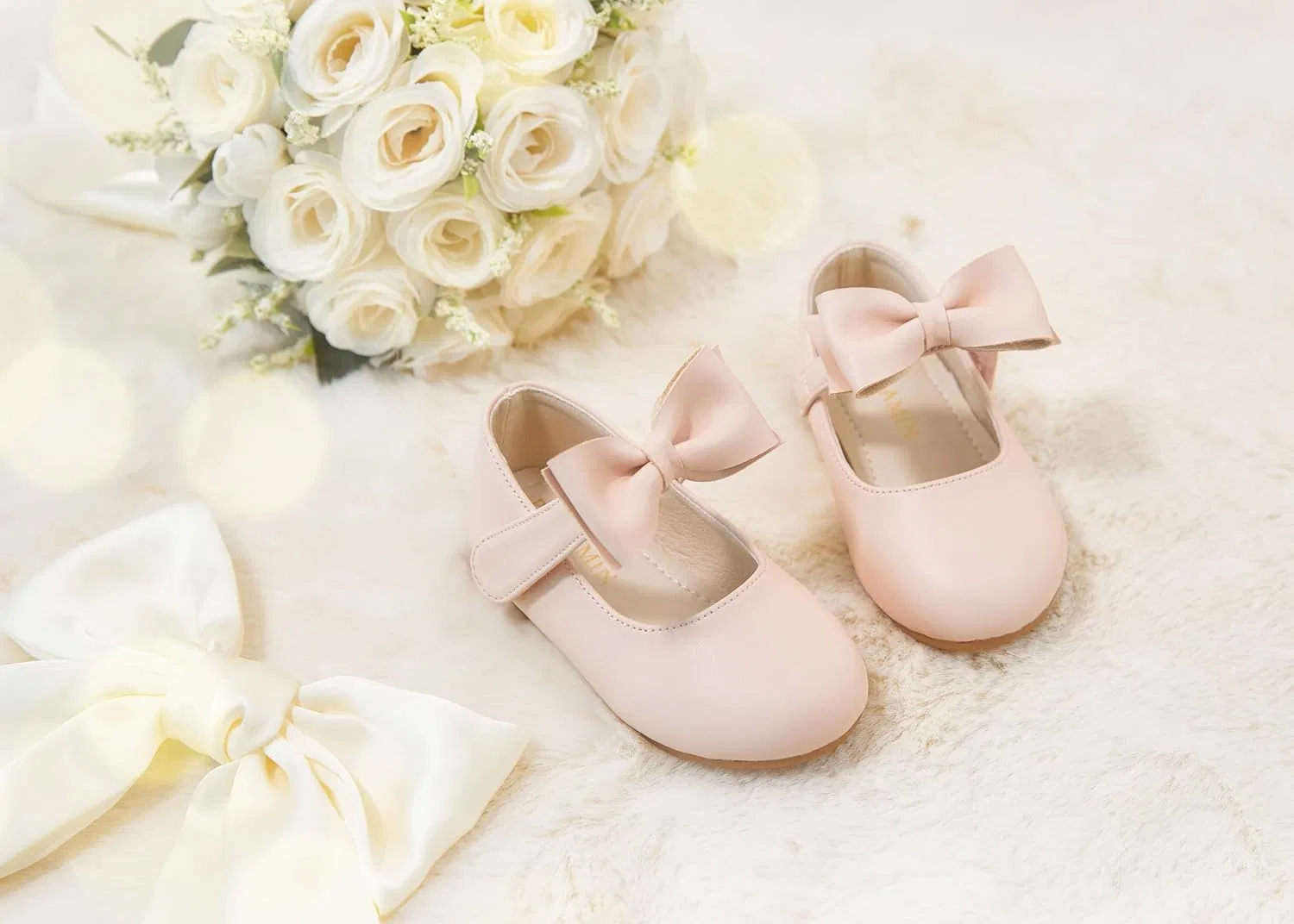 Детские туфли Мэри Джейн для девочек PHIRAMIN, Fashionable Bowknot Pink — фото 3