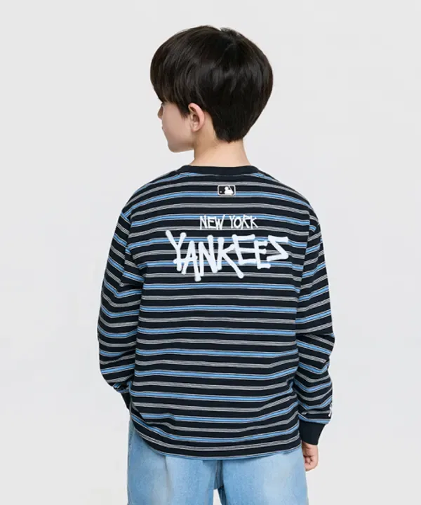 Футболка с длинным рукавом Street Basic Stripes, Mlb Kids, черный — фото 2