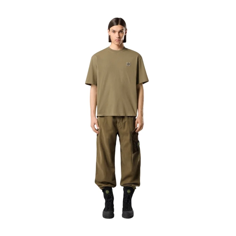 Мужская футболка Stone Island Regular-fit With Compass Patch, военный зеленый