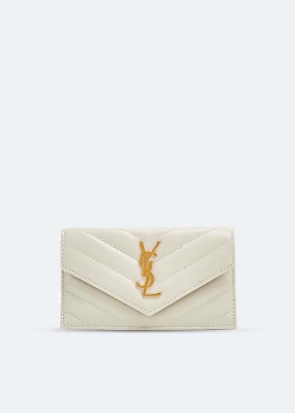 

Картхолдер SAINT LAURENT Fragments zipped card case with flap, белый