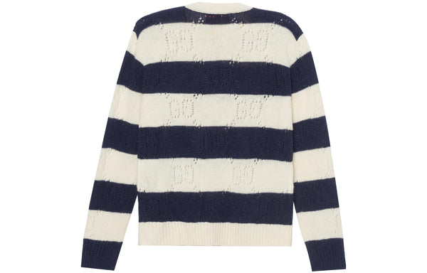 Свитер tiger wool sweater with embroidery tiger and flower 'ivory navy' Gucci, белый — фото 2