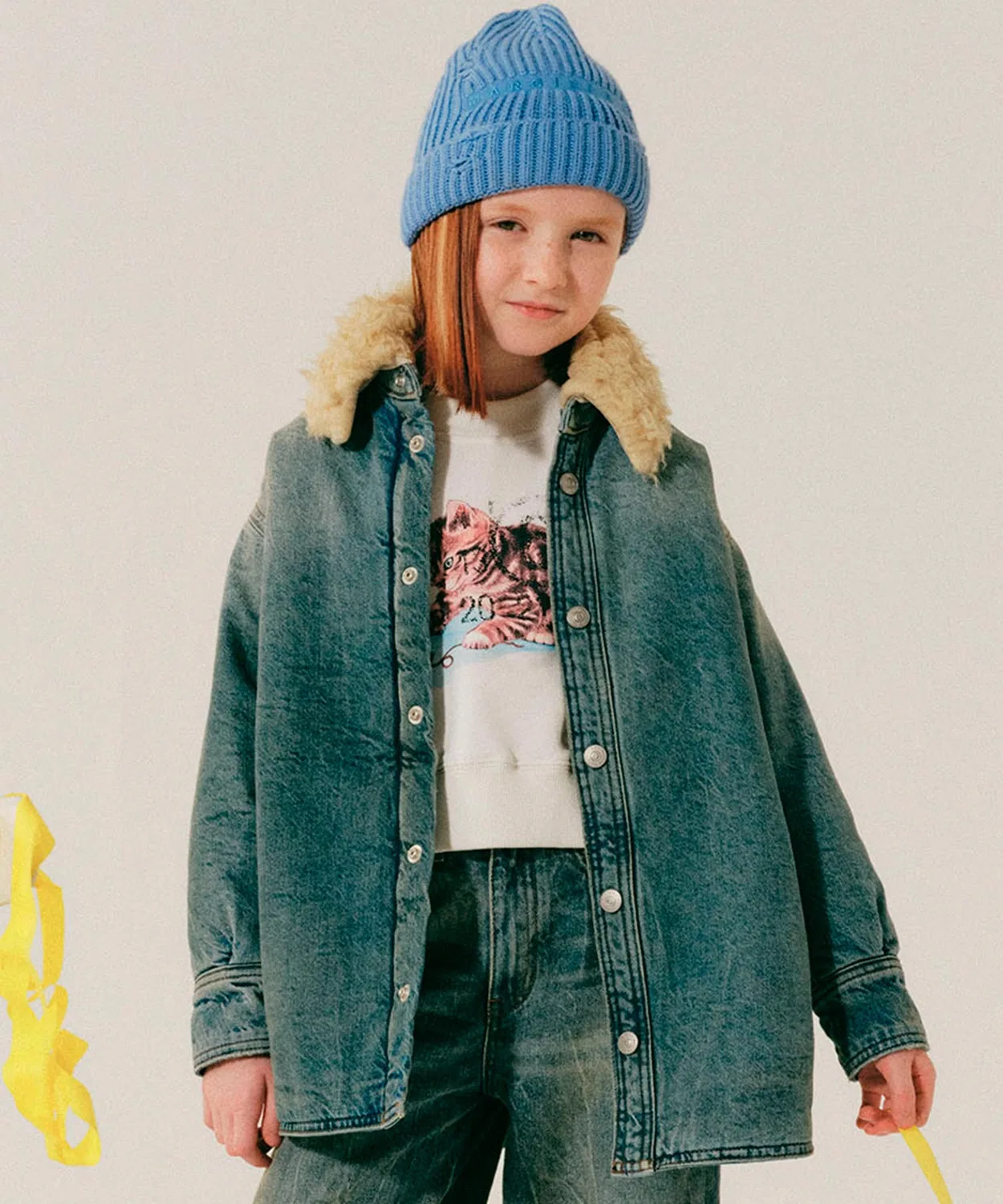 Детский джинсовый жакет с принтом MM6 Maison Margiela, Indigo Blue