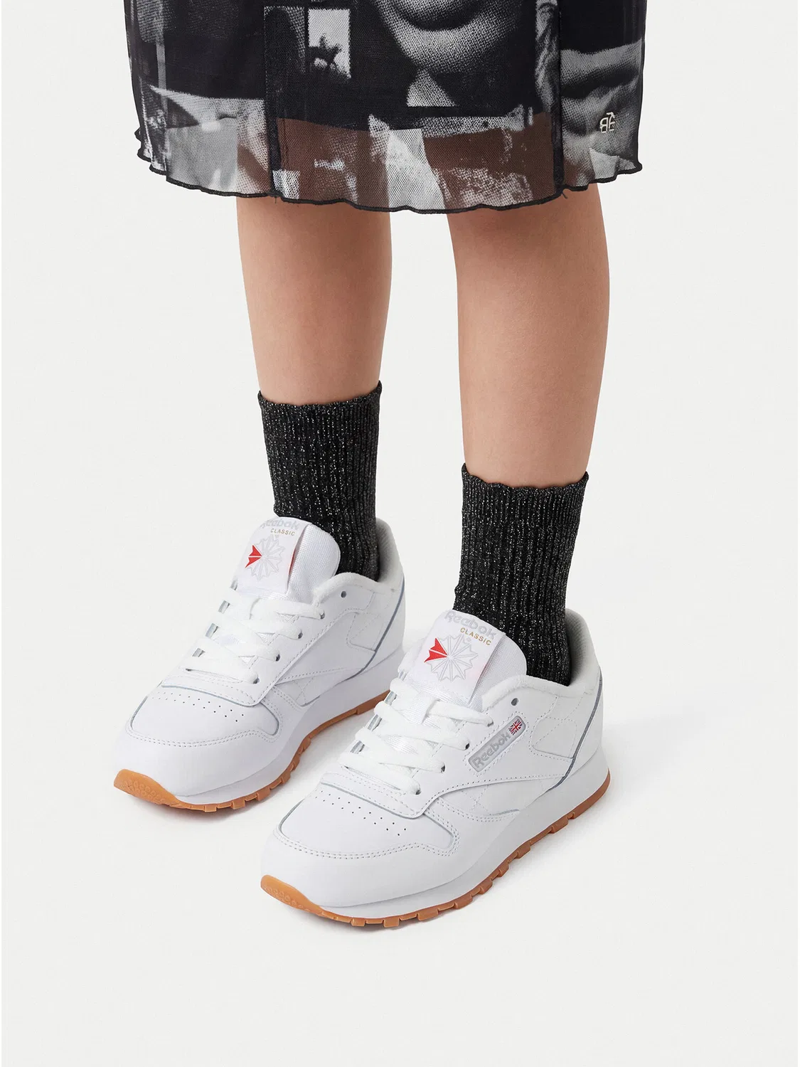 Кроссовки для девочки LEATHER Reebok, белый
