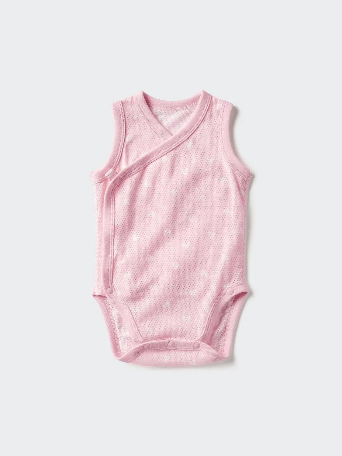 Боди Uniqlo, хлопковая сетка, без рукавов, с застежкой спереди, розовый