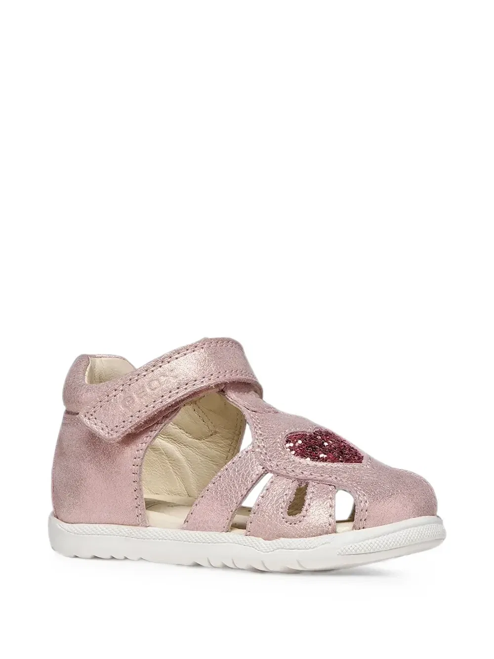 Босоножки на липучках Macchia с блестящим сердцем Geox Kids, розовый
