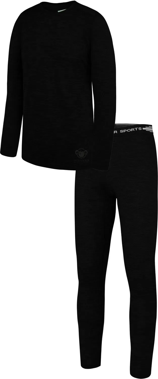 Комплект термобелья детский из мериносовой шерсти, черный Normani Outdoor Sports — фото 2