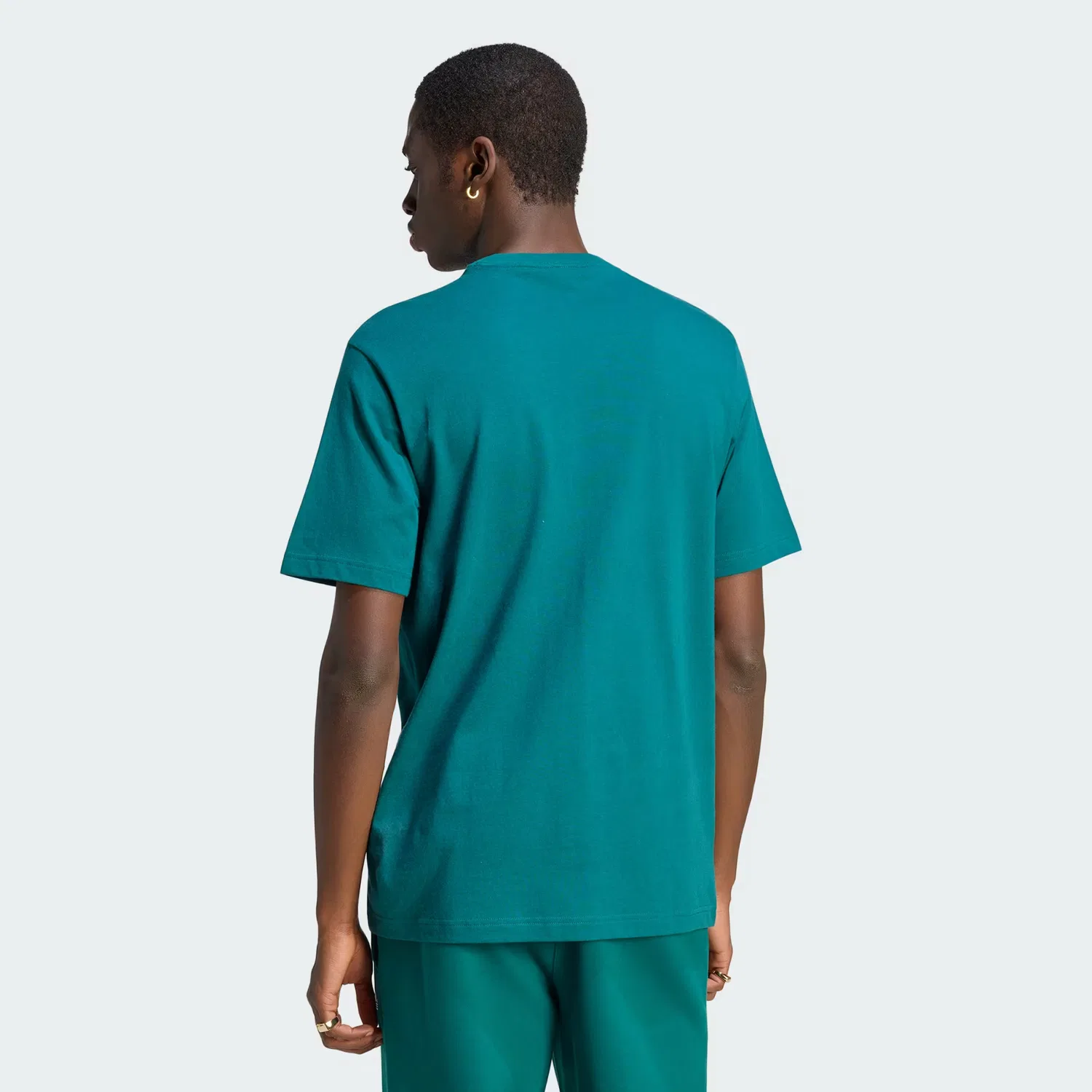 Мужская футболка с круглым вырезом Trefoil Essentials Adidas Originals, насыщенный зеленый — фото 2