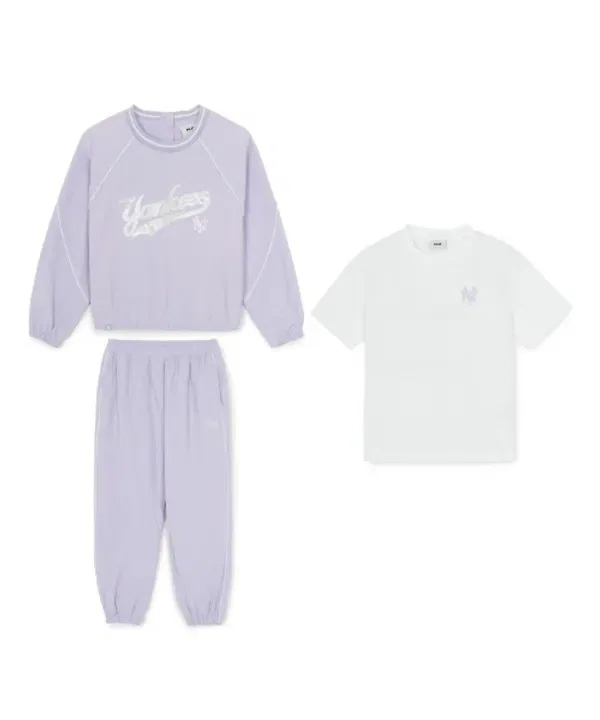 Спортивный костюм 3 предмета из ткани с начесом, SPORTIVE ATHLEISURE, Mlb Kids, лавандовый — фото 2