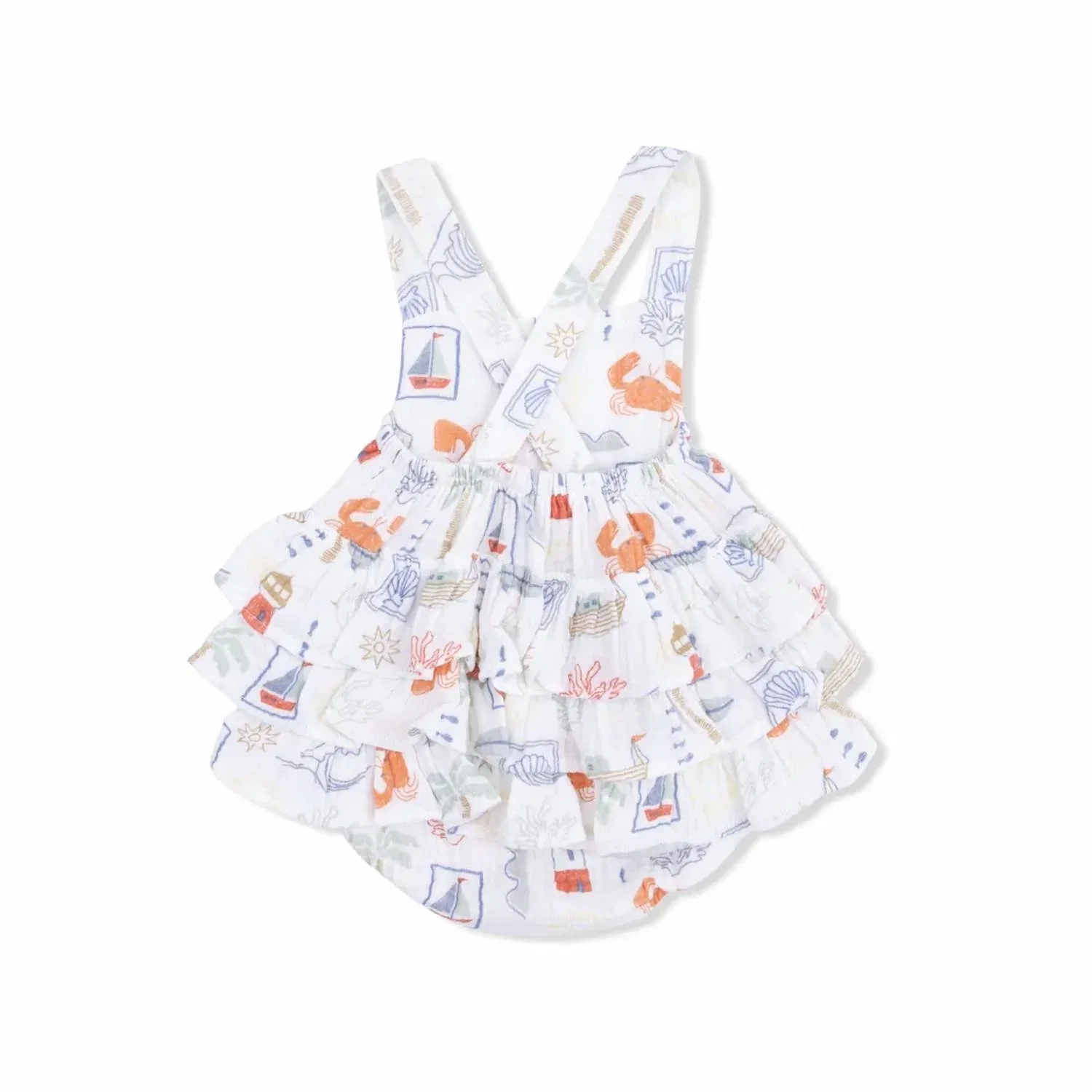 Детский боди-комбинезон с оборками Club Mediterranean Ruffle Sunsuit Angel Dear, White — фото 3