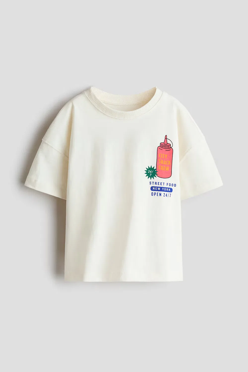 Хлопковая футболка с принтом H&M, Elfenbein/Street Food