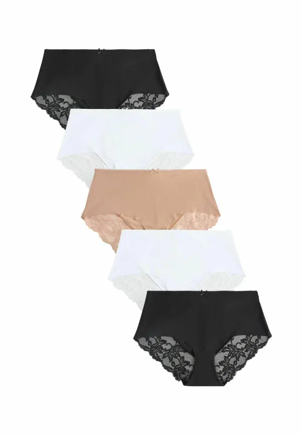 Трусы с кружевом Midi fit no vpl back 5 pack, Next, White, Praline, Nude, белый