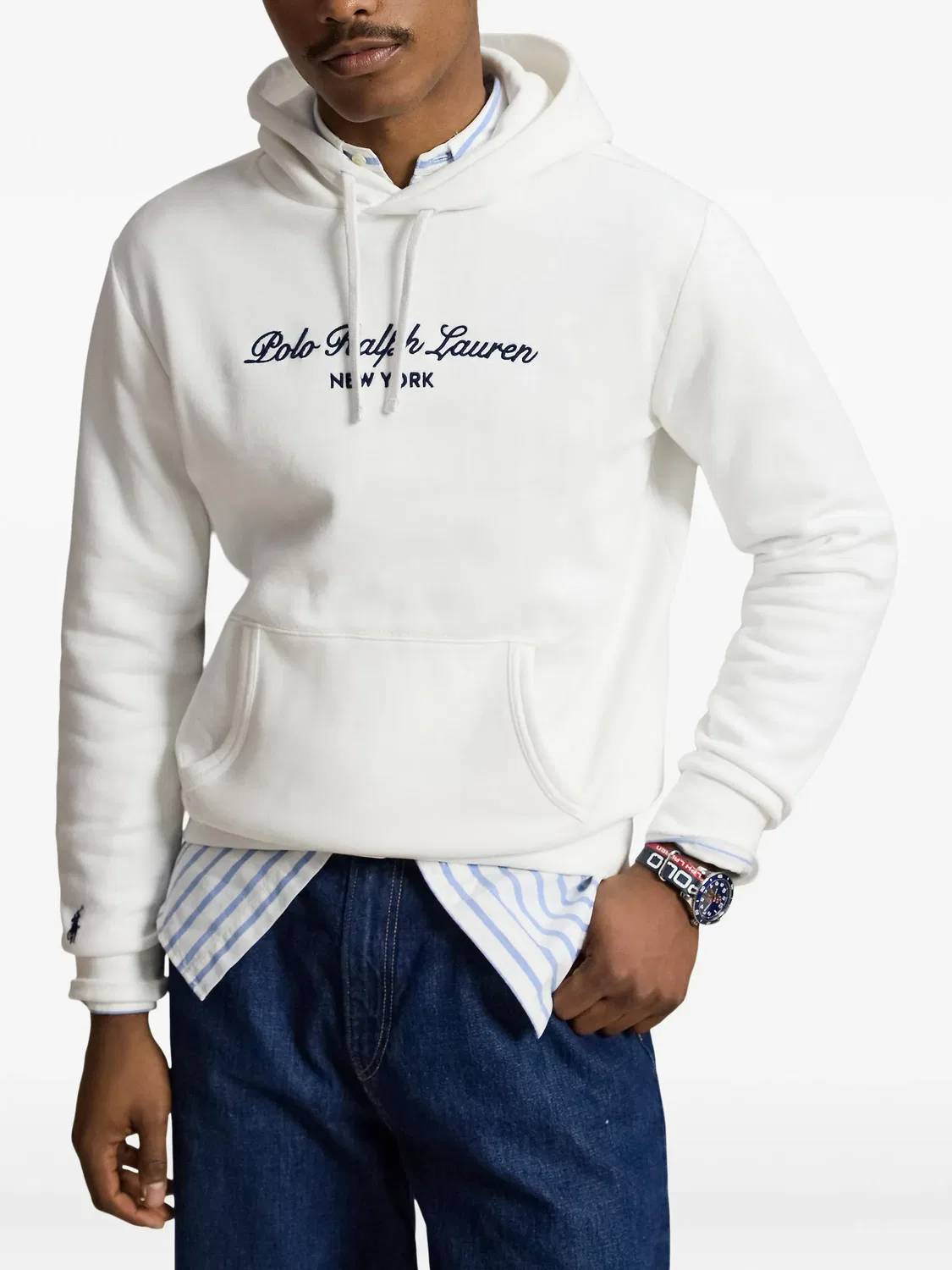 Худи с вышитым логотипом белое Polo Ralph Lauren, белый — фото 2