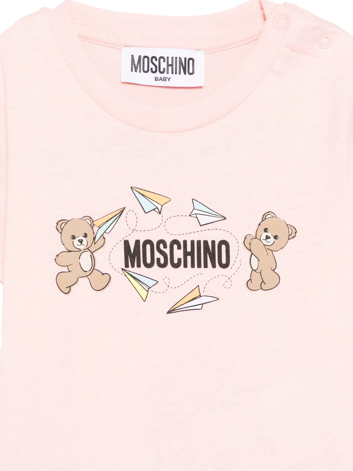 Футболка с графическим принтом медведя Moschino, розовый — фото 2