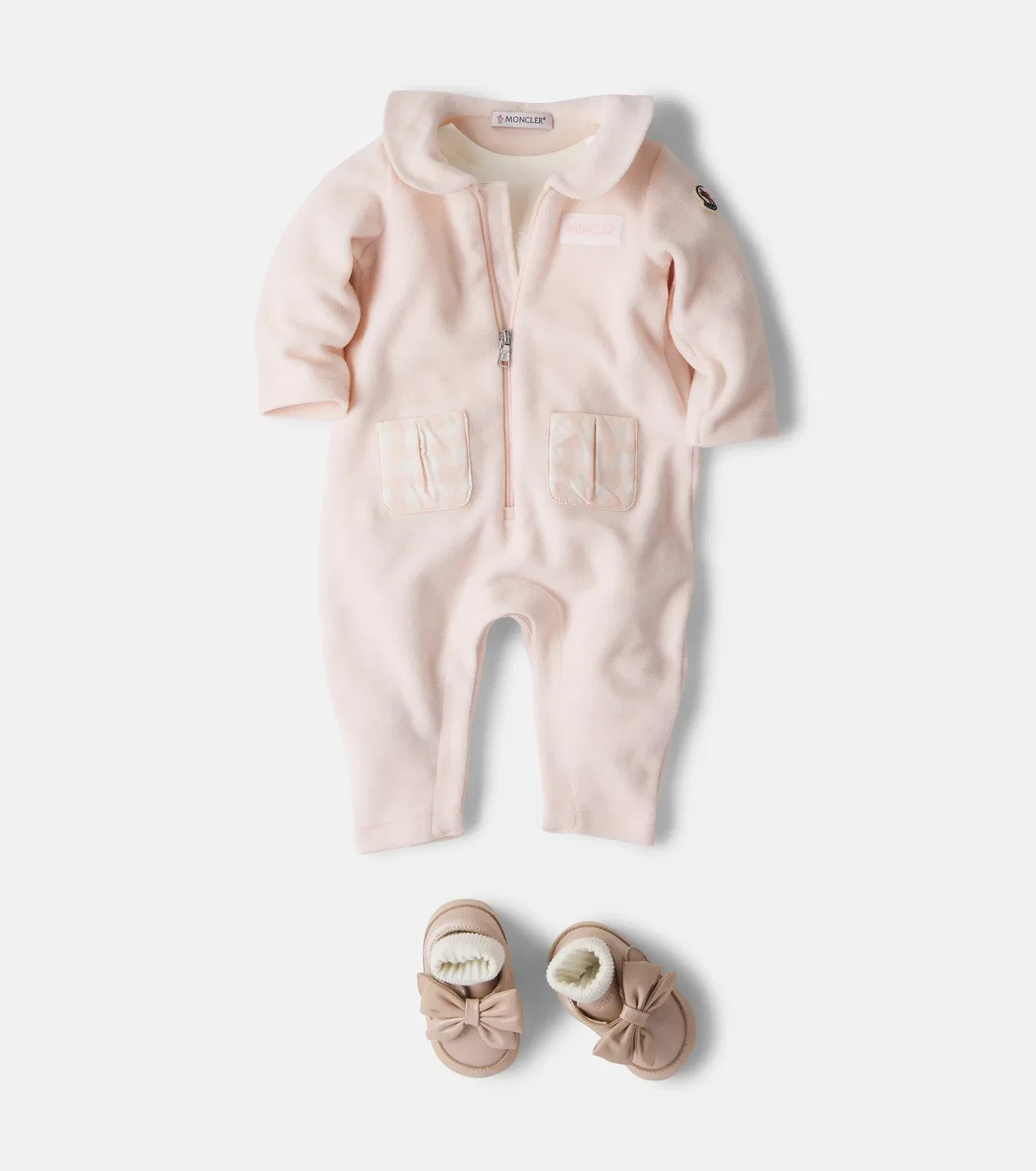 Детский флисовый комбинезон Moncler Enfant, Pink — фото 2