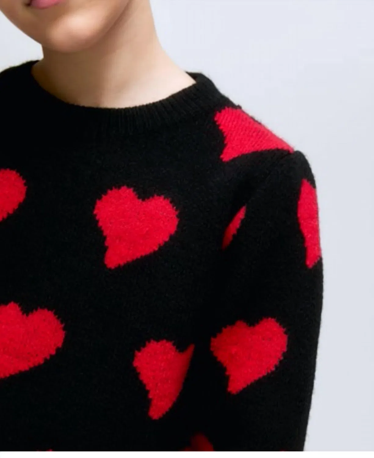 Детский свитер для девочек с принтом Small Heart Knit Sweater Jumper Compania Fantastica, черный — фото 2