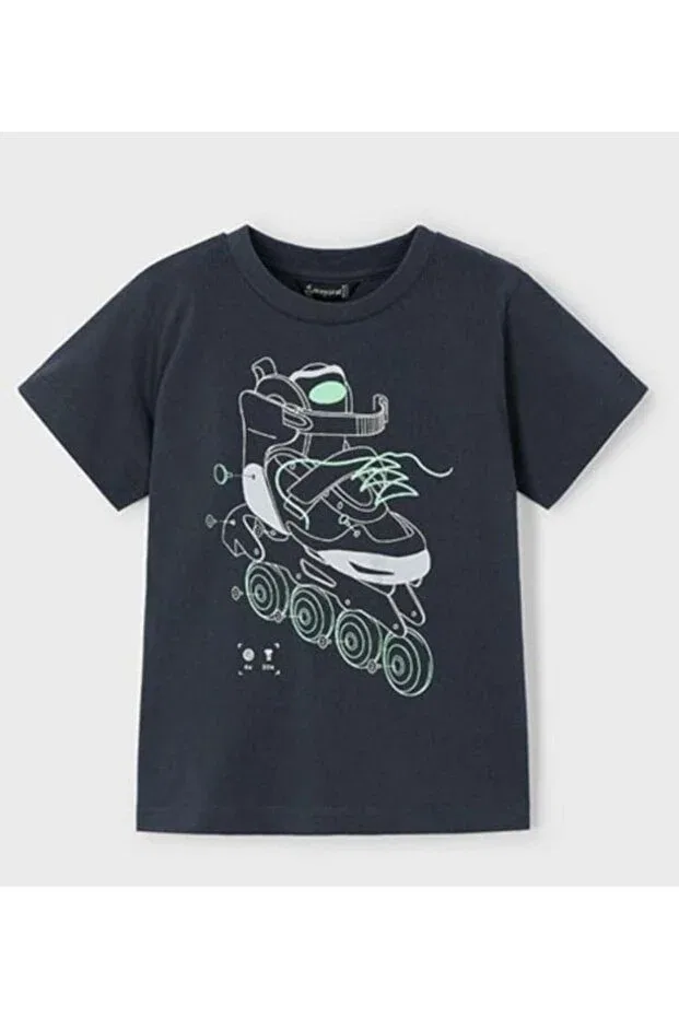 Детская футболка для мальчиков с принтом Shining Skate Mayoral, Black - Green — фото 2