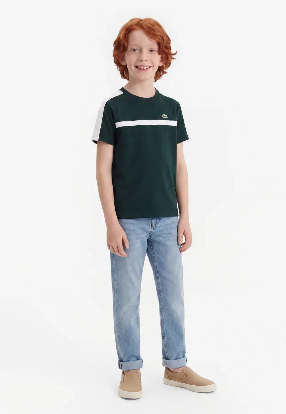 Футболка в полоску с цветовыми блоками - базовая футболка Lacoste, Sinople