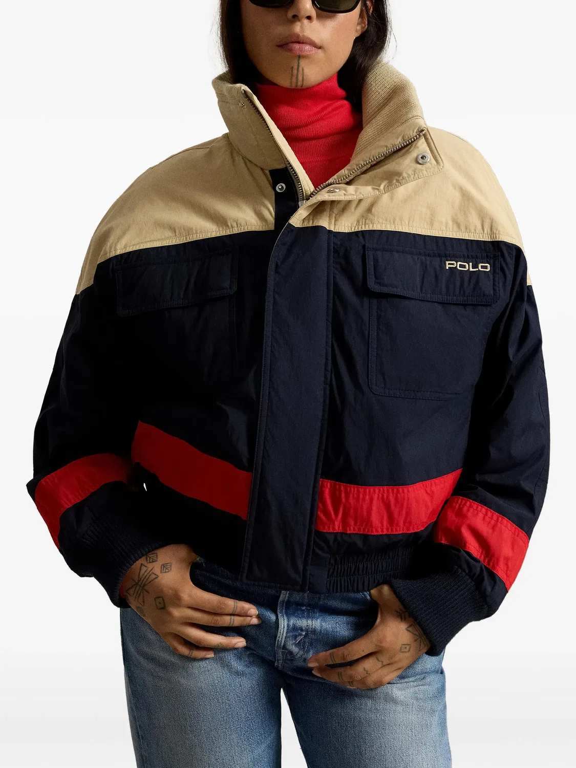 Лыжная куртка синяя комбинированная Polo Ralph Lauren, синий — фото 3