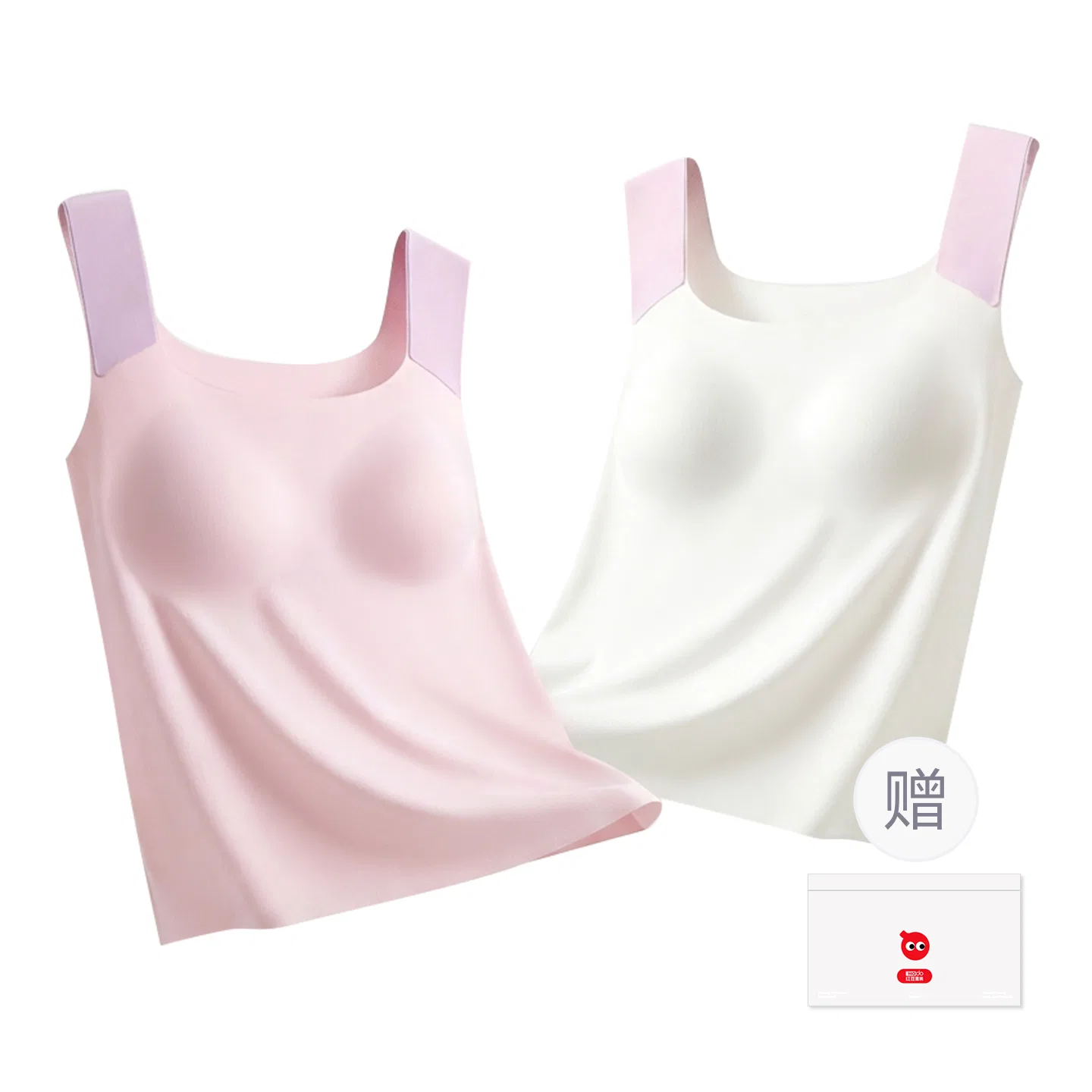 Детский топ-майка для девочек, без швов, Red Bean, White + Light Pink