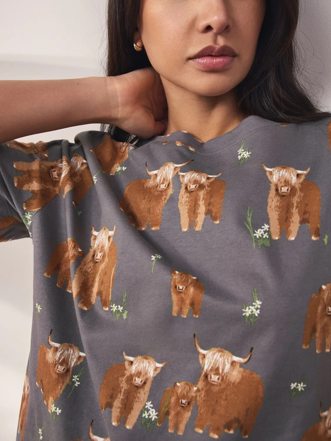 Пижама с коротким рукавом и шортами Hamish The Highland Cow Next, угольно-серый — фото 3