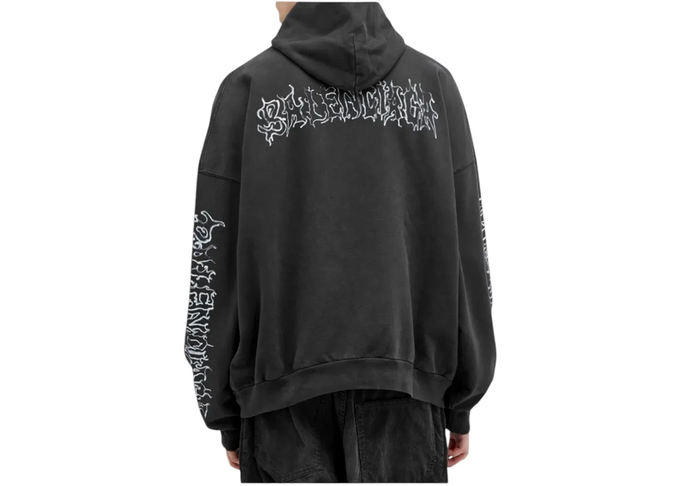 Мужская худи с принтом Metal Logo Balenciaga, Black — фото 2