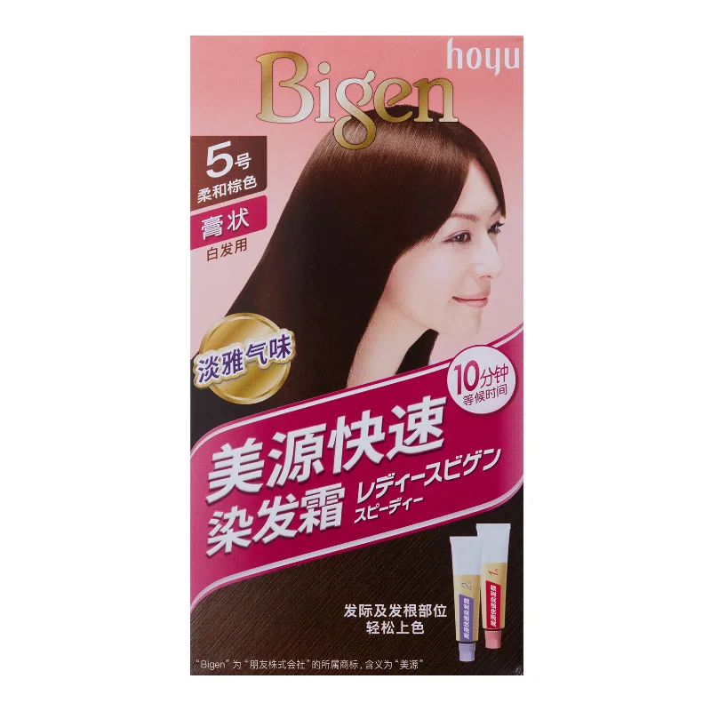 HOYU Крем-краска для волос Mei Yuan Quick для женщин, маскирующая седину, 40 г+40 г, Quick Hair Dyeing Cream Size 5 (Soft Brown)