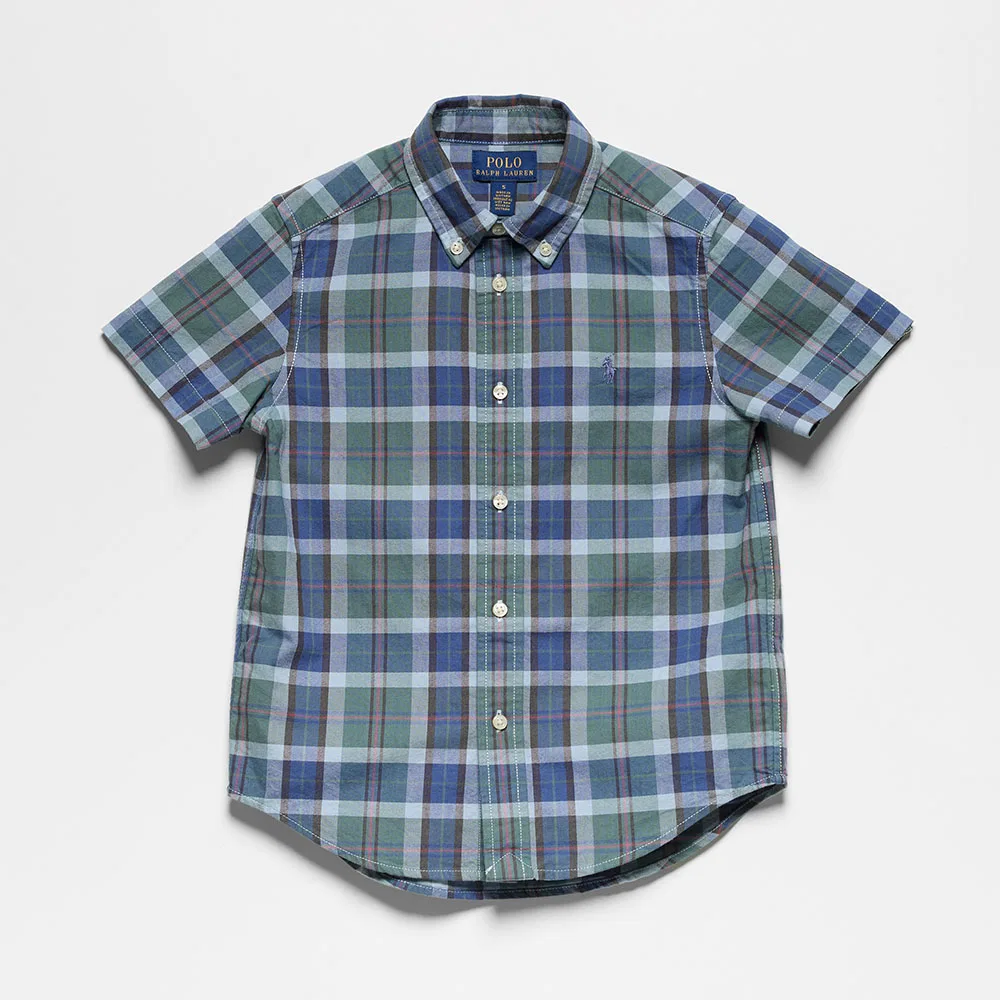 Детская хлопковая рубашка с коротким рукавом в клетку от Polo Ralph Lauren Children