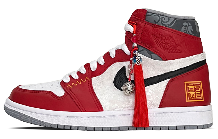 Кроссовки Air Jordan 1 Vintage Basketball Shoes Unisex High-Top White/Red — фото 2