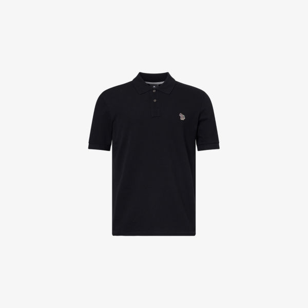 

Поло Ps By Paul Smith из хлопка с коротким рукавом и вышивкой зебры, черный