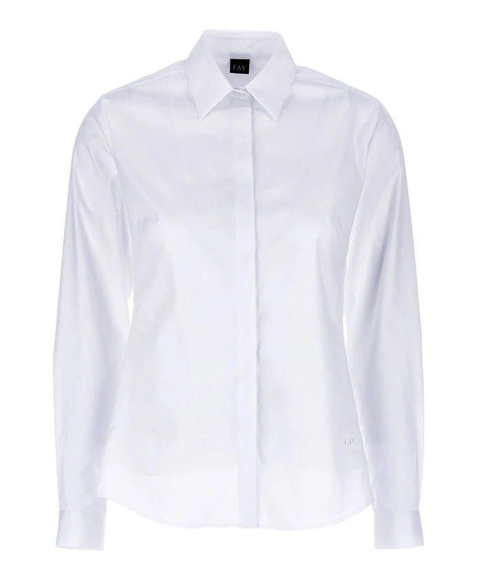 

Белая облегающая рубашка из эластичного поплина Fay, белый