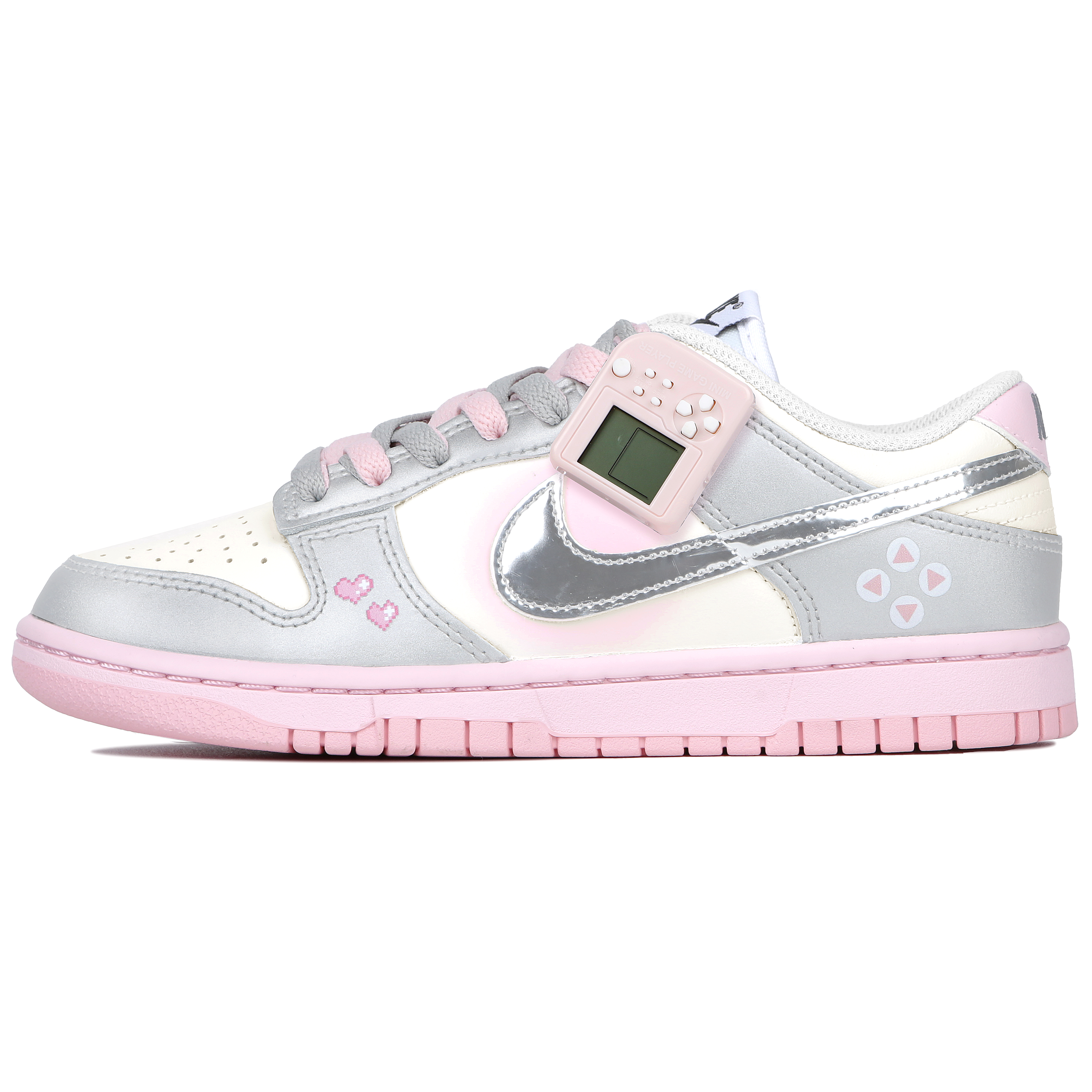 

Кроссовки Nike Dunk Skateboarding Shoes Women's Low-top Silver/Pink, серебряный, Серый, Кроссовки Nike Dunk Skateboarding Shoes Women's Low-top Silver/Pink, серебряный