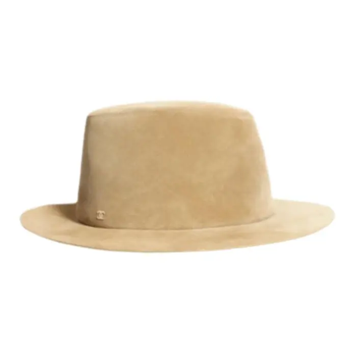 

CHANEL Кожаная ведро шляпа унисекс бежевый, Beige