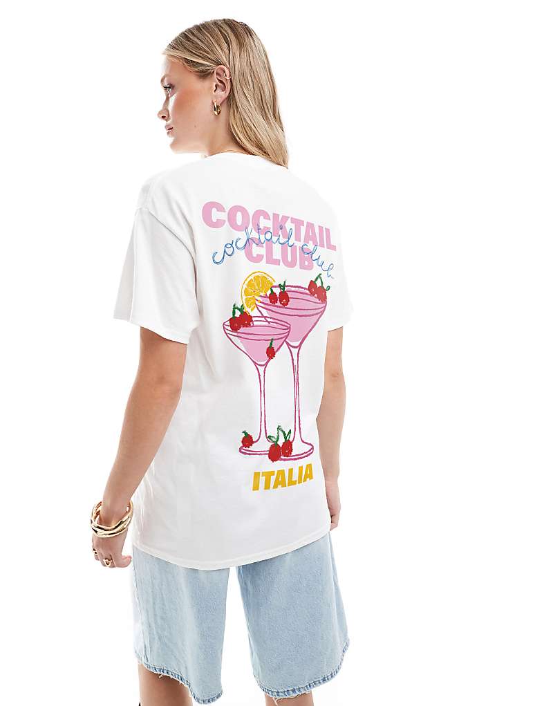 

ASOS DESIGN – белая футболка оверсайз с принтом Coctail Club на спине