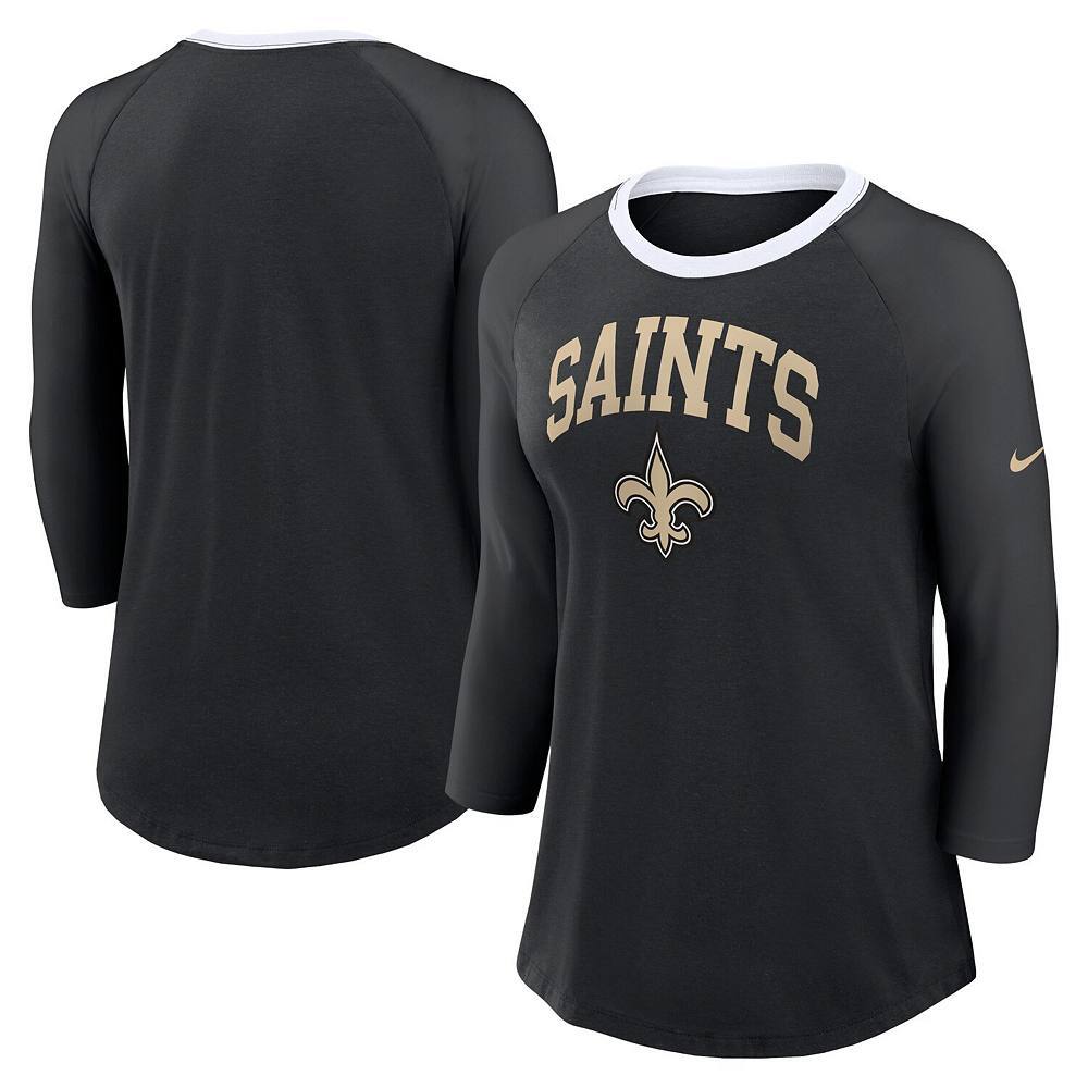 

Женская черная футболка Nike New Orleans Saints реглан с рукавом 3/4, цвет Snt Black