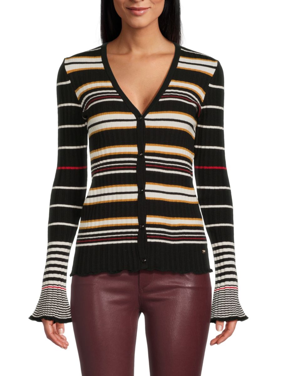 

Кардиган из шерстяной смеси в полоску Sonia Rykiel, цвет Black Ivory