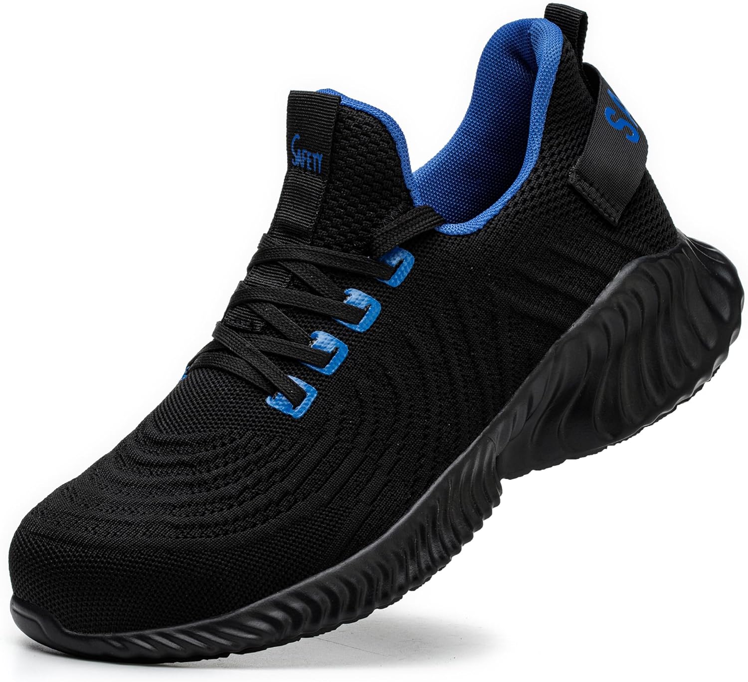 

Мужские кроссовки Micoklinlin с стальным носком, легкие защитные обувь, устойчивая к ударам и проколам, противоскользящие туристические ботинки, Black&blue