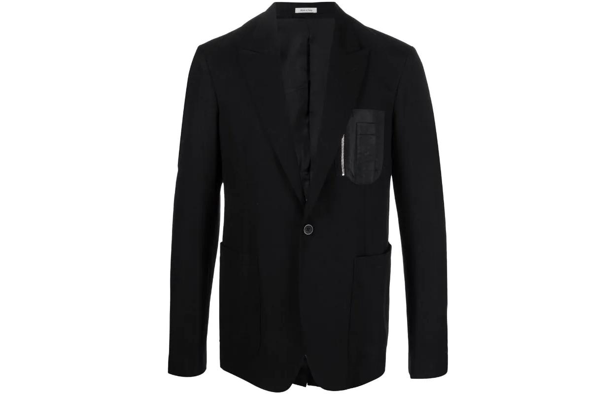 

Однобортный блейзер с нагрудным карманом Alexander McQueen, черный