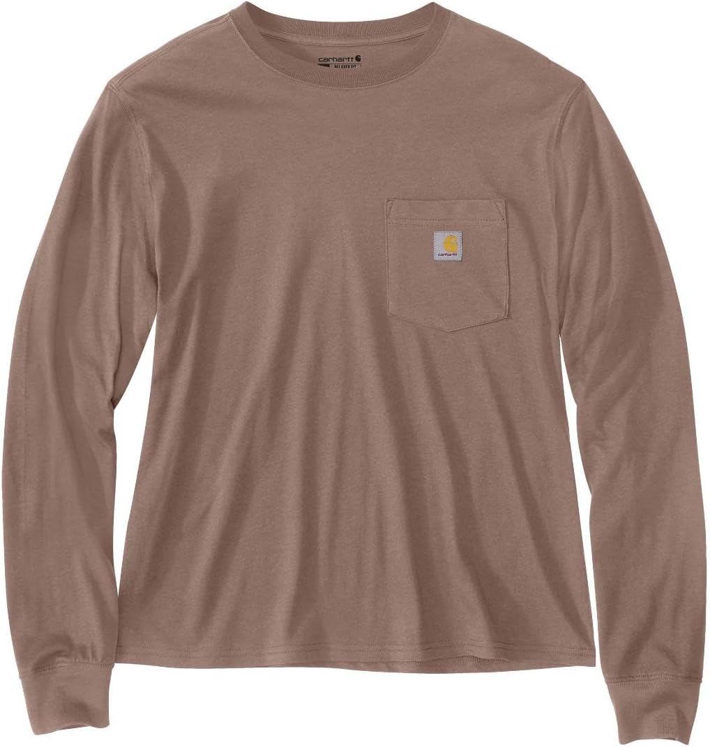 

Carhartt женская футболка с длинным рукавом и карманом, свободного кроя, из серии Tencel Fiber, Soft Sepia