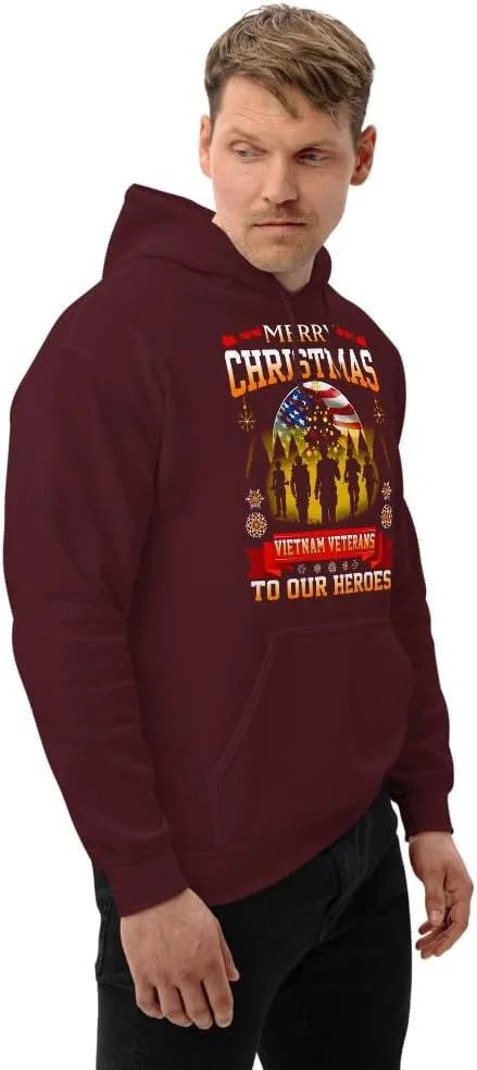 Толстовка Unisex Merry Christmas Vietnam Veterans To Our Heroes, футболка Vietnam Veteran Christmas, футболка Christmas American Flag Generic, бордовый — фото 4
