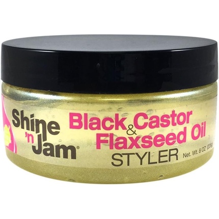 

Shine N Jam Black Castor & Flaxseed Oil Styler 8 унций 226 г Ampro
