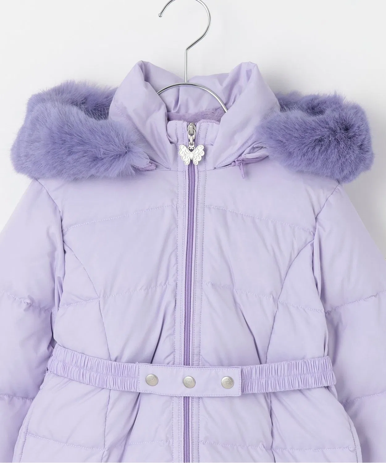 Пуховик длинный с поясом ANNA SUI mini, лавандовый — фото 3