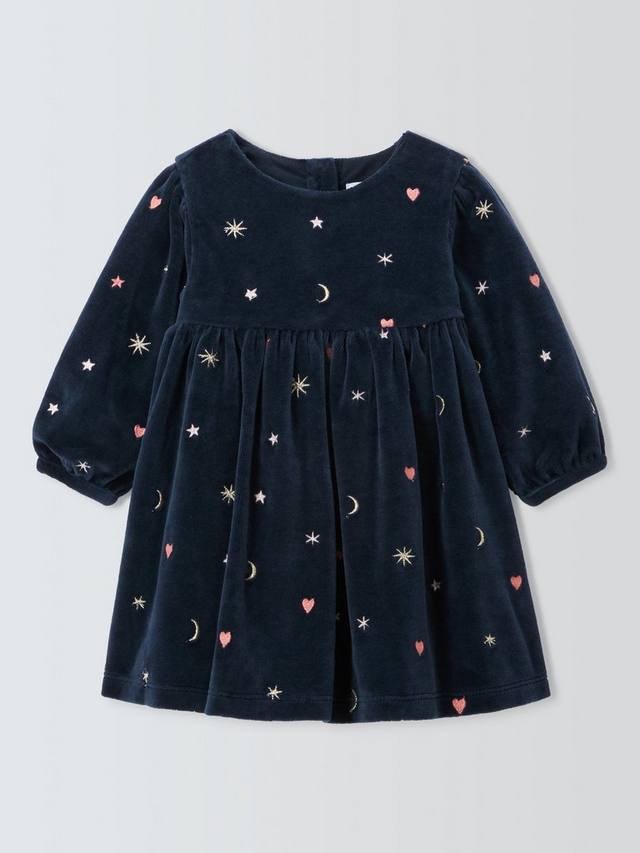 

Детское украшенное бархатное платье John Lewis, синий