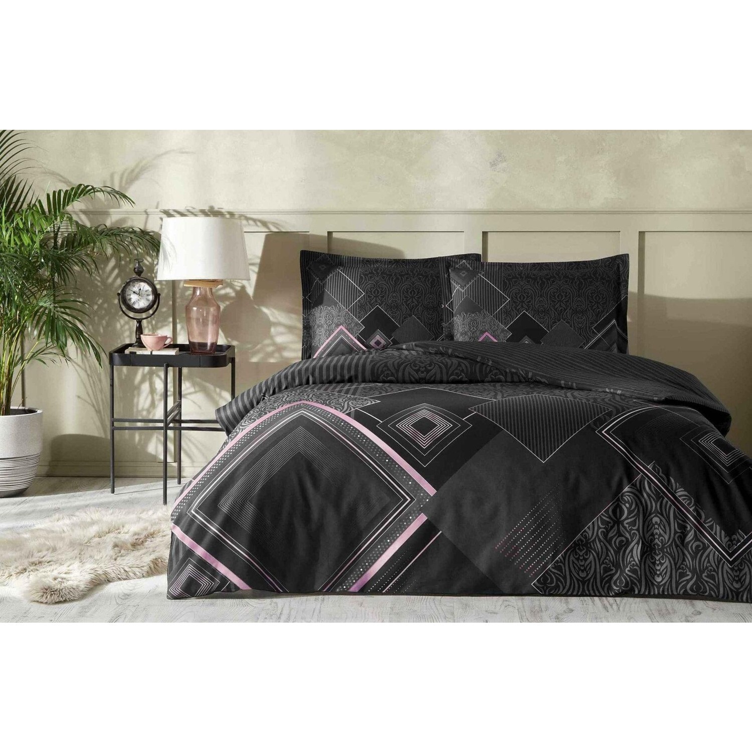

Комплект постельного белья Ozdilek Snazzy Black Pink King Size