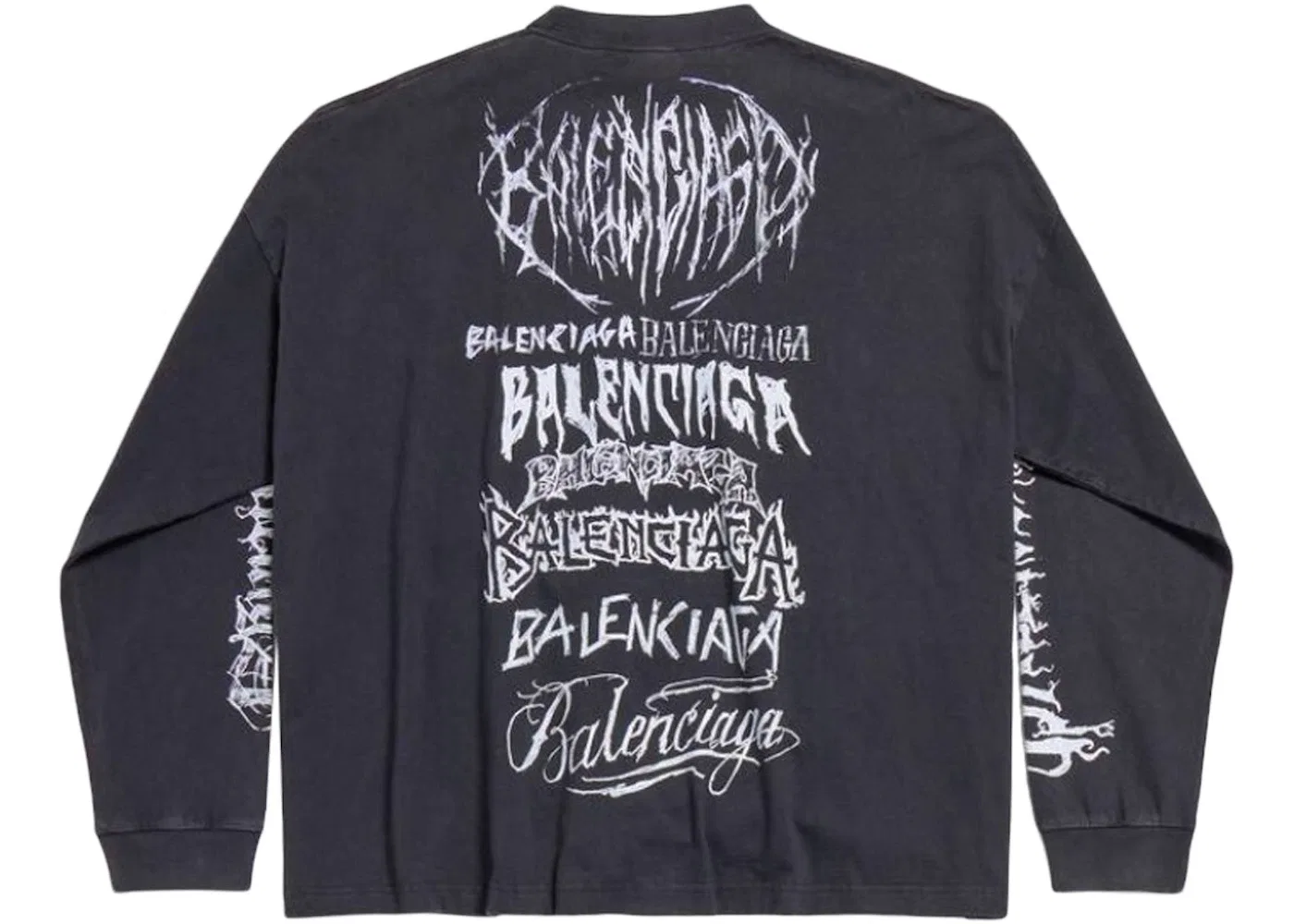 Мужская футболка с длинным рукавом Balenciaga DIY Metal Longsleeve Medium Fit, Black/White — фото 2