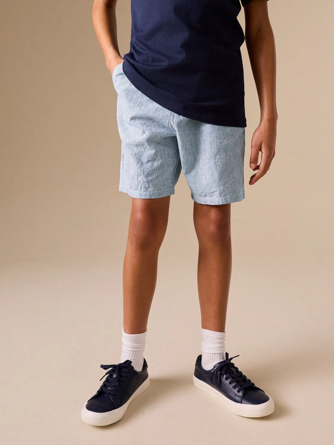 Шорты с эластичным поясом Ecru/Blue Stripe Next, Ecru/Blue Stripe